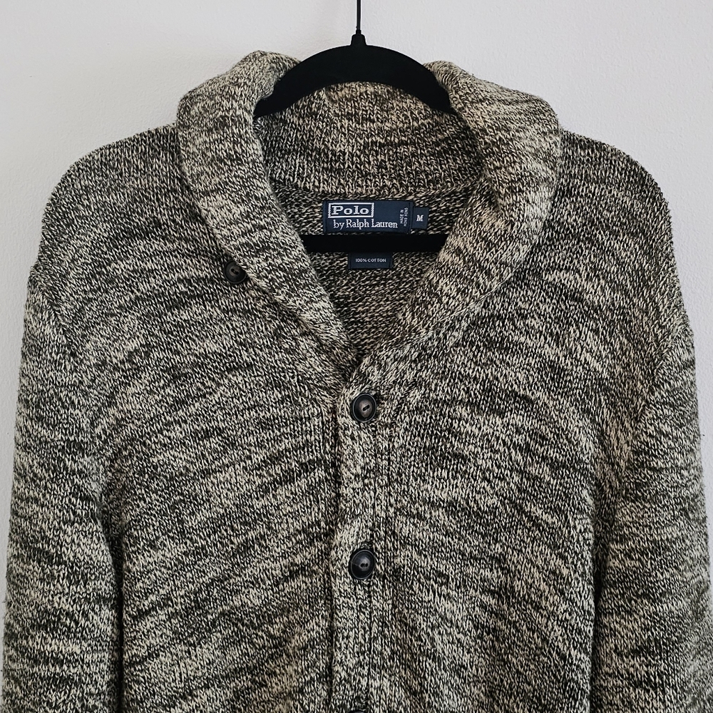 Polo by Ralph Lauren | Black/Tan Cardigan Sweater (Medium)